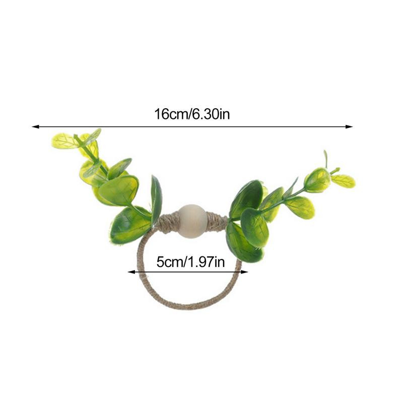Δαχτυλίδι χαρτοπετσέτας Ευκάλυπτος Πόρπες 4 τμχ Πράσινο Δαχτυλίδι από χαρτοπετσέτα Faux Greenery Διακοσμητική θήκη σερβιέτας για επετείους γάμου