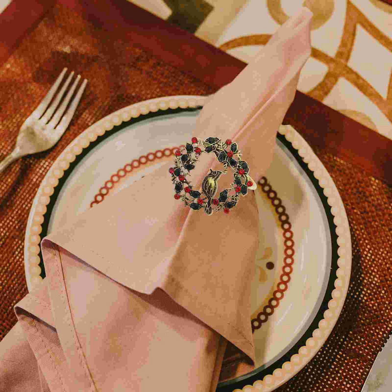 Inele pentru șervețele Suport pentru brad de Crăciun șosete de pasăre din aliaj Cataramă inel cu coroană