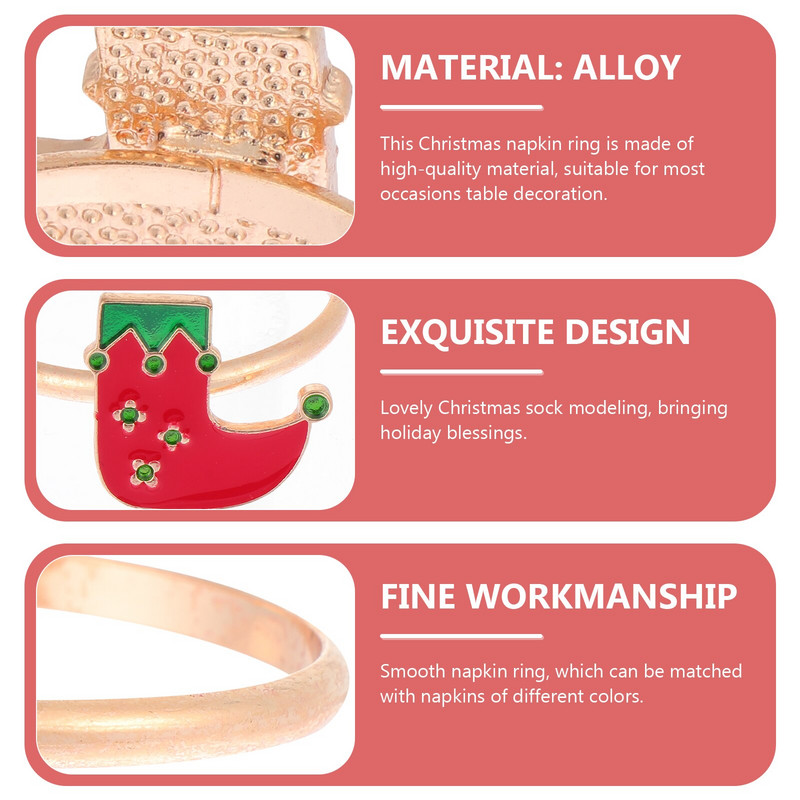 Χριστουγεννιάτικα δαχτυλίδια χαρτοπετσέτας Σερβιέτ με κουβά Θήκες για διακοπές Δαχτυλίδι δείπνο Δαχτυλίδι για πετσέτες χειμωνιάτικο ντεκόρ Θήκη για κάλτσες