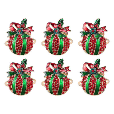 Δαχτυλίδια χαρτοπετσέτας Χριστουγεννιάτικες θήκες Jingle Bell Bandsholiday Deer Metal Serviette πόρπη γιορτινό κρύσταλλο