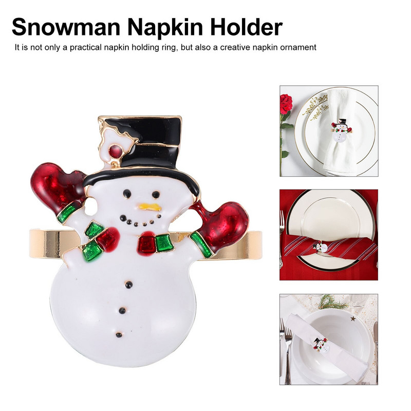 Δαχτυλίδι χαρτοπετσέτας Χριστουγεννιάτικο εορταστικό ντεκόρ Πόρπη ενδυμάτων Δείπνο Χειμερινός κύκλος Λινά Χιονάνθρωπος από κράμα τραπεζαρίας Δαχτυλίδια με κοσμήματα