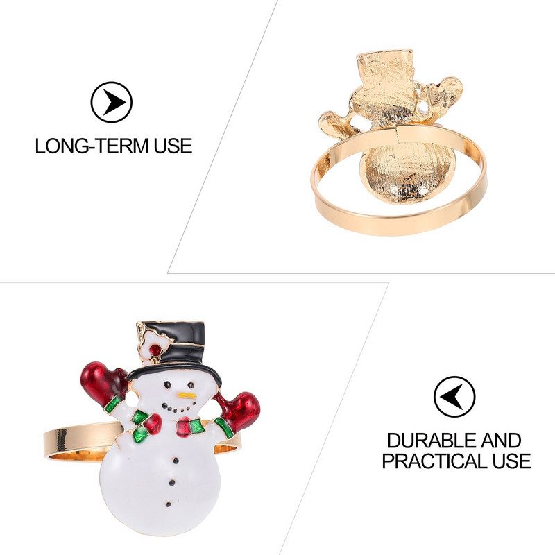 Δαχτυλίδι χαρτοπετσέτας Χριστουγεννιάτικο εορταστικό ντεκόρ Πόρπη ενδυμάτων Δείπνο Χειμερινός κύκλος Λινά Χιονάνθρωπος από κράμα τραπεζαρίας Δαχτυλίδια με κοσμήματα