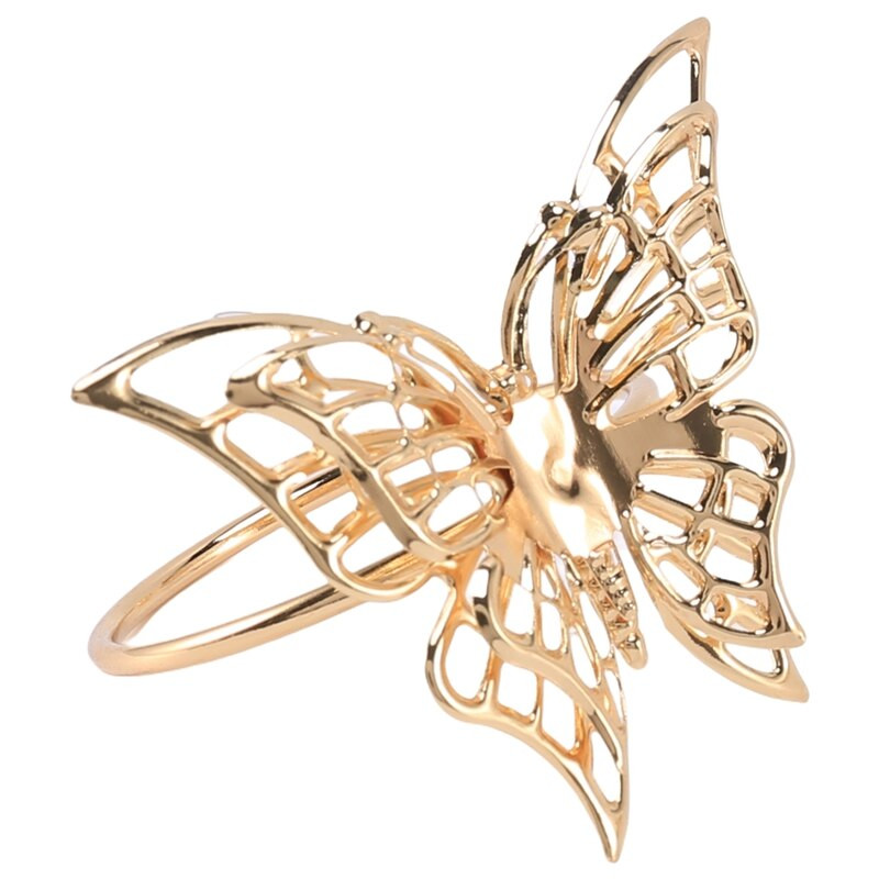 Σετ δαχτυλιδιών χαρτοπετσέτας με 4 χρυσά δαχτυλίδια πετσέτας πεταλούδας Θήκες χαρτοπετσέτας για διακόσμηση δείπνου γάμου Μπομπονιέρα Επιτραπέζια Στολισμός Holde