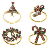 Inele pentru șervețele Suport pentru brad de Crăciun șosete de pasăre din aliaj Cataramă inel cu coroană