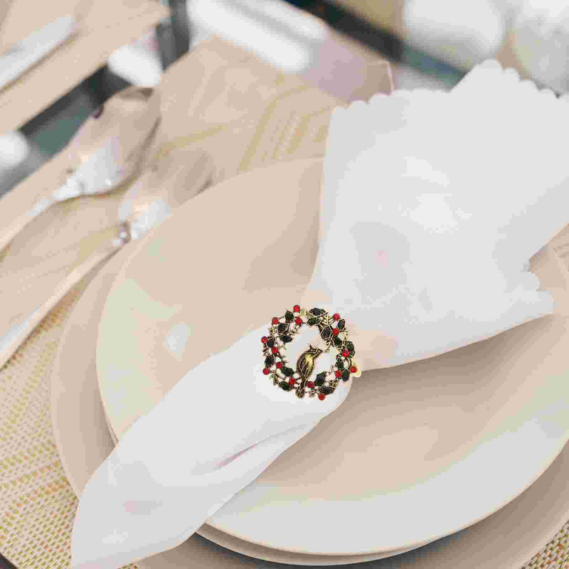 Inele pentru șervețele Suport pentru brad de Crăciun șosete de pasăre din aliaj Cataramă inel cu coroană