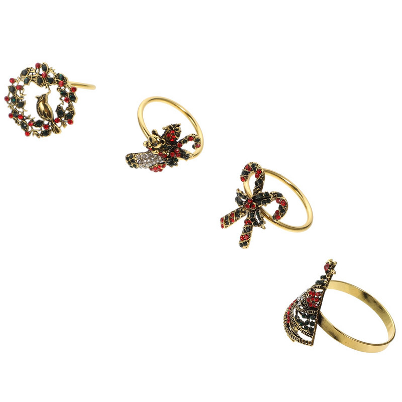 Inele pentru șervețele Suport pentru brad de Crăciun șosete de pasăre din aliaj Cataramă inel cu coroană