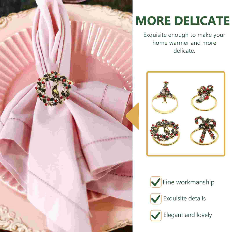 Inele pentru șervețele Suport pentru brad de Crăciun șosete de pasăre din aliaj Cataramă inel cu coroană