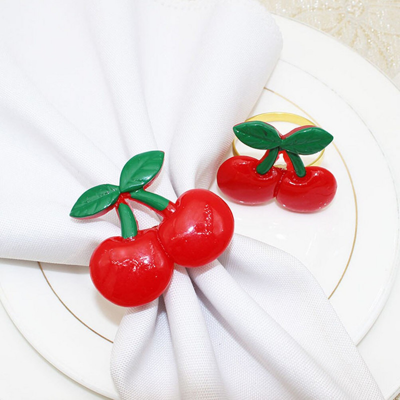 Θήκες για δαχτυλίδια χαρτοπετσέτας Θήκη για δαχτυλίδια με πόρπη για πάρτι χαριτωμένο διακοσμητικό φράουλα με μεταλλικό κράμα φρούτων τραπεζαρία