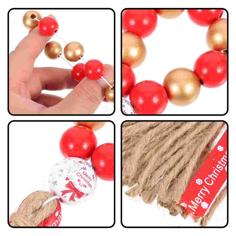 Δαχτυλίδι χαρτοπετσέτας πόρπη Ξύλινες χάντρες Χριστουγεννιάτικες πόρπες τραπεζιού Ξύλινη θήκη σερβιέτας αγροικία γιρλάντα Bead Holdersbands Festival