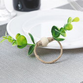 Δαχτυλίδι ρούχων με 4 φύλλα Πράσινα φύλλα Πόρπες χαρτοπετσέτας Διακοσμητικό καλοκαιρινό δείπνο Θήκη για χαρτοπετσέτα με φύλλα Τεχνητό φύλλο ευκαλύπτου