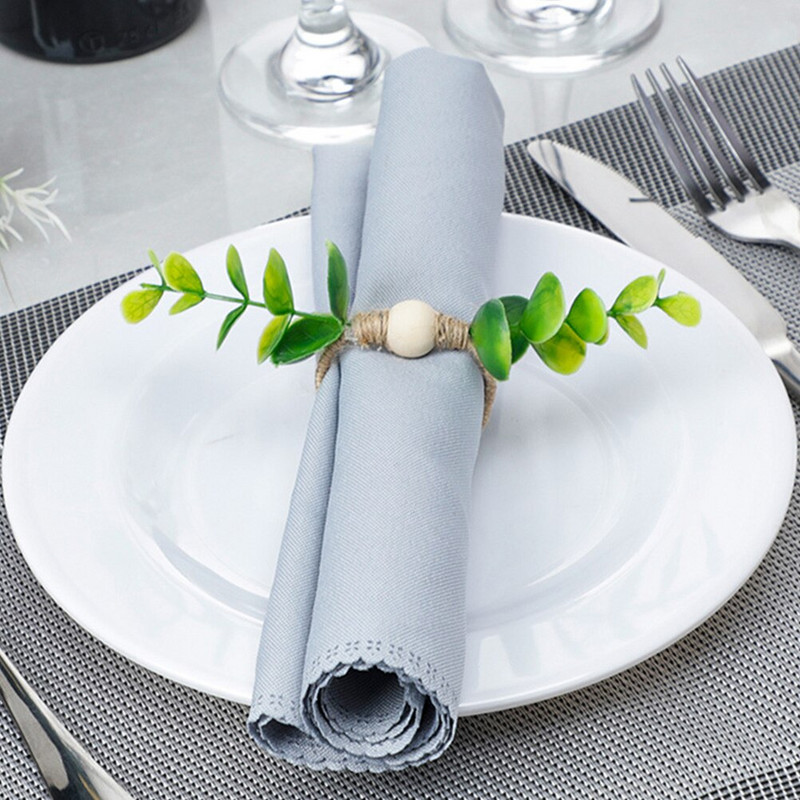 Δαχτυλίδι ρούχων με 4 φύλλα Πράσινα φύλλα Πόρπες χαρτοπετσέτας Διακοσμητικό καλοκαιρινό δείπνο Θήκη για χαρτοπετσέτα με φύλλα Τεχνητό φύλλο ευκαλύπτου
