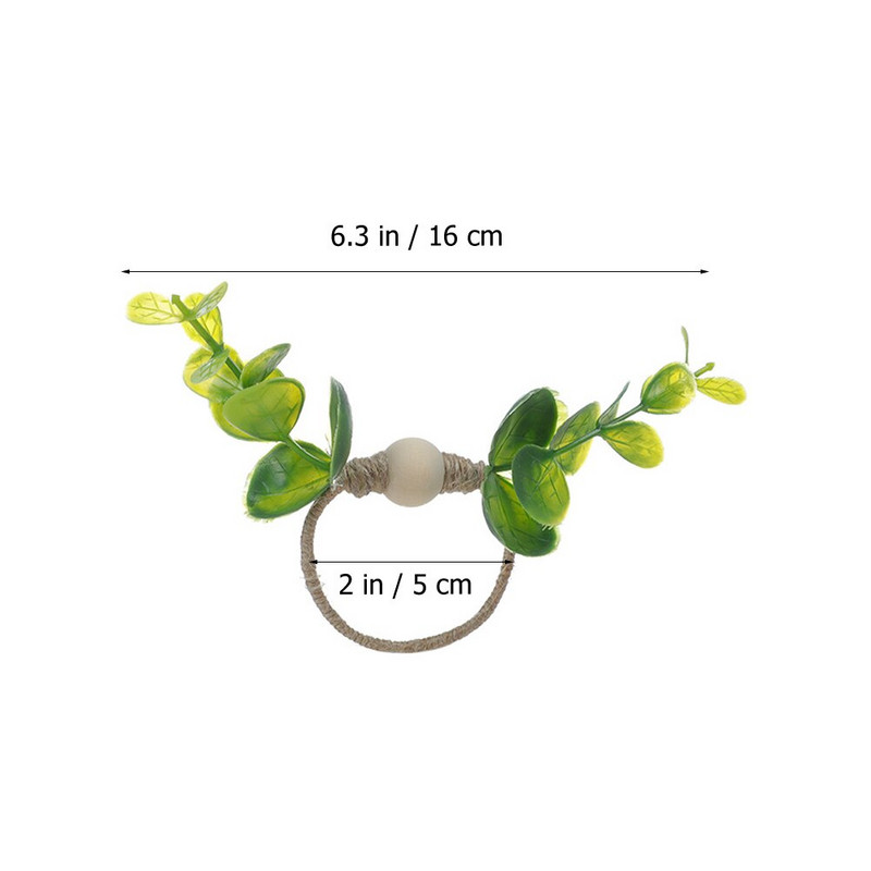 Δαχτυλίδι ρούχων με 4 φύλλα Πράσινα φύλλα Πόρπες χαρτοπετσέτας Διακοσμητικό καλοκαιρινό δείπνο Θήκη για χαρτοπετσέτα με φύλλα Τεχνητό φύλλο ευκαλύπτου