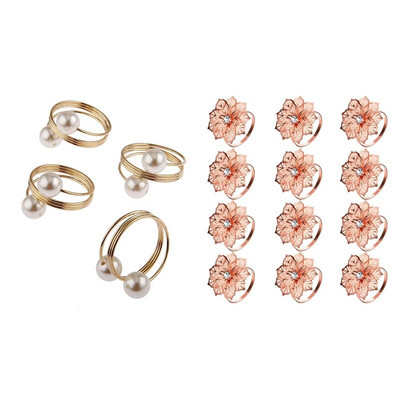 Θήκη για κρίκους χαρτοπετσέτας με πόρπη 12 τμχ με κρίκο για χαρτοπετσέτα με 12 τεμάχια και θήκη για χαρτοπετσέτα λουλουδιών