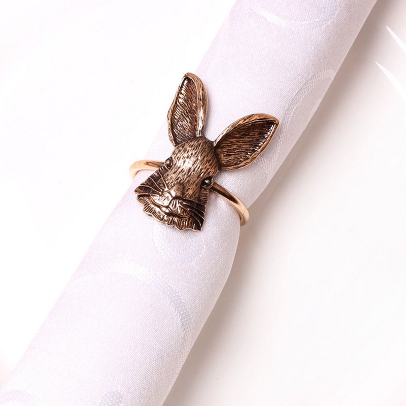 Δαχτυλίδι για χαρτοπετσέτα Δαχτυλίδι Κάτοχοι Σερβιέτ Πόρπες Μπάνι Τραπεζοπετσέτες Κουνέλι Έτος Ευχαριστιών Δείπνο Ζώνες Μεταλλικά Διακοσμητικά
