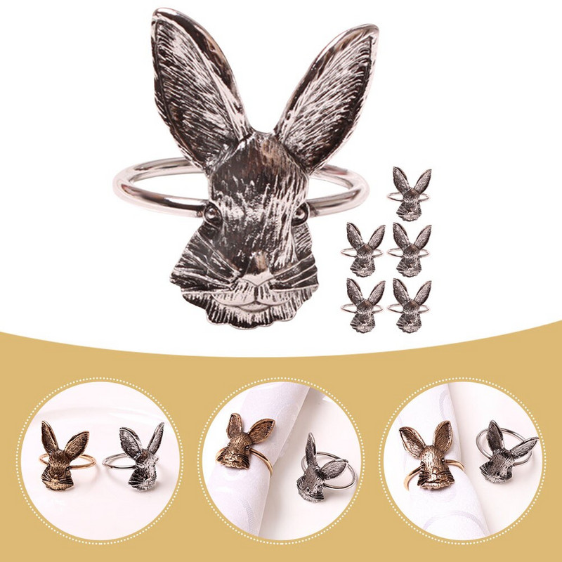Δαχτυλίδι για χαρτοπετσέτα Δαχτυλίδι Κάτοχοι Σερβιέτ Πόρπες Μπάνι Τραπεζοπετσέτες Κουνέλι Έτος Ευχαριστιών Δείπνο Ζώνες Μεταλλικά Διακοσμητικά