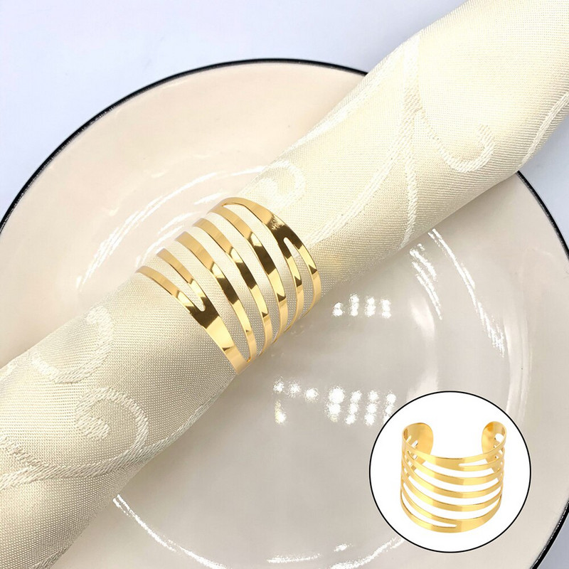 12 tk seljamuster Igapäevaseks kasutamiseks Lauakaunistus Õõnes pulmarätiku sõrmused Salvrätiku pandla hoidja