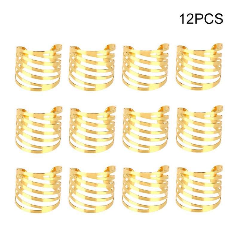 12 tk seljamuster Igapäevaseks kasutamiseks Lauakaunistus Õõnes pulmarätiku sõrmused Salvrätiku pandla hoidja