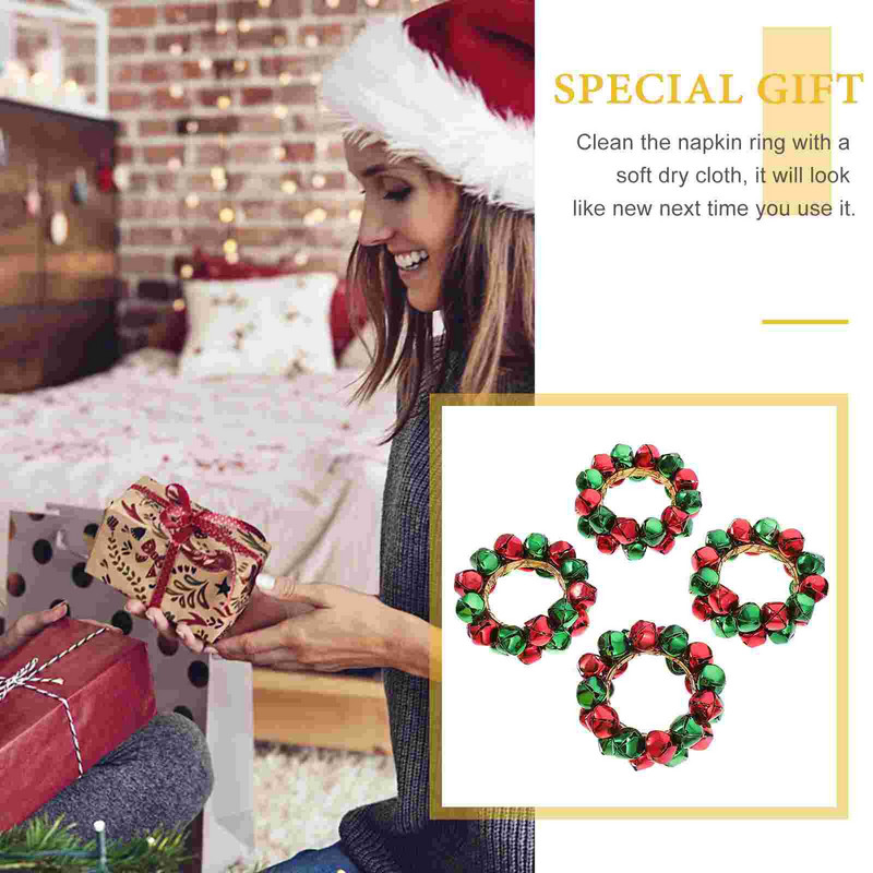 Δαχτυλίδια χαρτοπετσέτας Χριστουγεννιάτικο δαχτυλίδι Κουδουνάκι Holiday Serviette Jingleholders Party Πόρπη στεφάνι Μίνι τραπέζι Ατσάλινο
