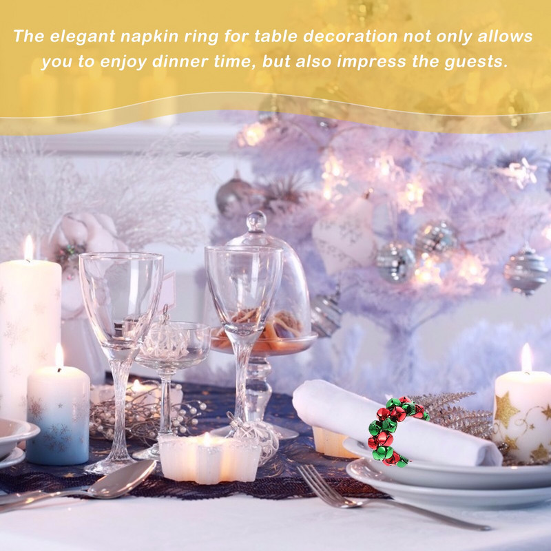 Δαχτυλίδια χαρτοπετσέτας Χριστουγεννιάτικο δαχτυλίδι Κουδουνάκι Holiday Serviette Jingleholders Party Πόρπη στεφάνι Μίνι τραπέζι Ατσάλινο
