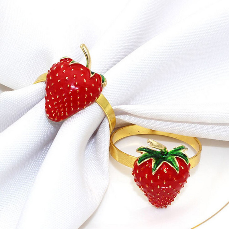 Servetėlių žiedas Žiedų laikiklis Servetė Vakarėlis Braškių Sagtis Vaisiai Dekoratyvinis Vestuvinis Stalas Sagtys Užsegimai Metalinis Dekoratyvinis Užsegimas