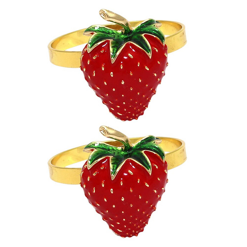 Servetėlių žiedas Žiedų laikiklis Servetė Vakarėlis Braškių Sagtis Vaisiai Dekoratyvinis Vestuvinis Stalas Sagtys Užsegimai Metalinis Dekoratyvinis Užsegimas