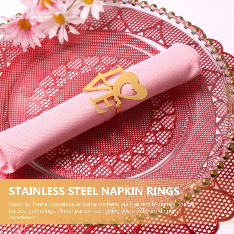 6 buc Inele pentru șervețele Suport pentru șervețele pentru petrecere Decoratiuni pentru șervețele Inele pentru șervețele din oțel inoxidabil Suport pentru șervețele