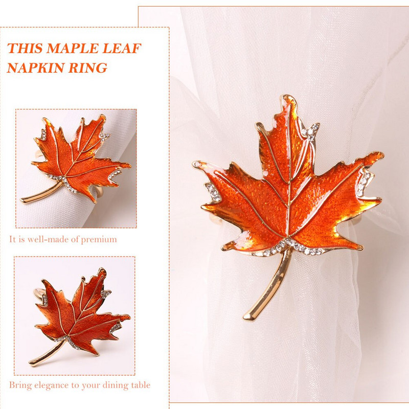 Salvrätikute sõrmuste hoidja Vahtrasõrmuse tänupüha pandla laud salvrätikuhoidjad langevate lehtedega salvrätikute peo jõulukoristuskaunistus