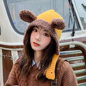 Γυναικείο βελούδινο καπέλο χειμώνα με αυτιά