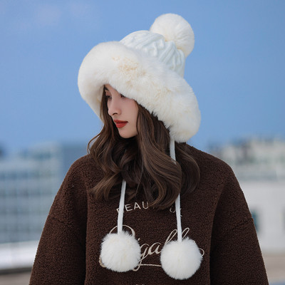 Νέο μοντέλο γυναικείο χειμερινό καπέλο με οικολογικό πούπουλο