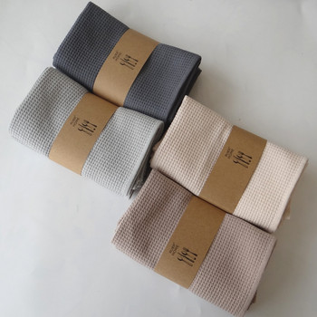 Нова японска вафлена кърпа за чай от 2021 г. Чистоцветна памучна абсорбираща кухненска салфетка Кафе-бар Почистваща кърпа от супер фини влакна 45*65 см