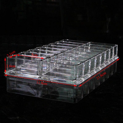 Eyes Haow Organiser Box, Akrüülist Kosmeetilise Meigi Organiseerija Iluhooldushoidja Kompaktseks lauvärviks, 16 Spaces Säilituskohver