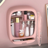 Seinale riputatav meigi hoiukast Tasuta augustatavad kosmeetikatoodete hoiukarbid Sahtli tüüpi meigikorraldaja, suur mahutavus