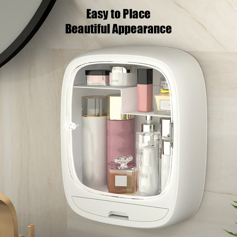 Seinale riputatav meigi hoiukast Tasuta augustatavad kosmeetikatoodete hoiukarbid Sahtli tüüpi meigikorraldaja, suur mahutavus