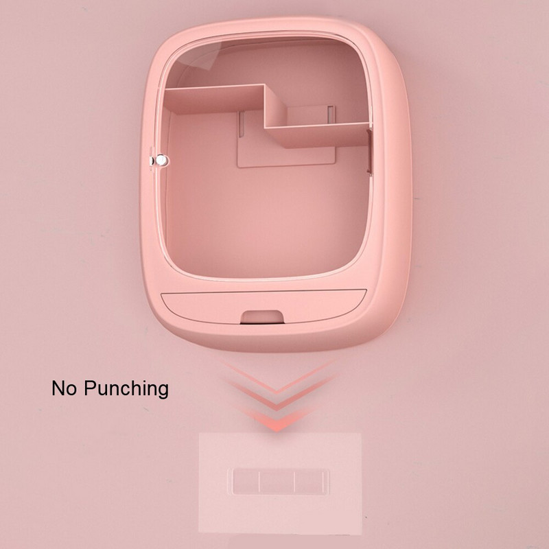 Seinale riputatav meigi hoiukast Tasuta augustatavad kosmeetikatoodete hoiukarbid Sahtli tüüpi meigikorraldaja, suur mahutavus