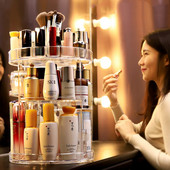 Akrüülist nahahooldustoote hoiukarp 360 pöörlev meigivahendaja karp huulepulga riiul Teemantmustriga kosmeetikakohver