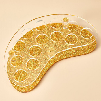 Ράφι αποθήκευσης κραγιόν επιτραπέζιου υπολογιστή Arc Lip Glaze Καλλυντικά Διαφανή πλαστικά δοχεία Χρυσό κάτω ράφι Ράφι κραγιόν