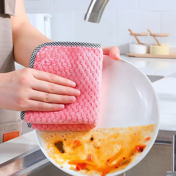 5 БР. Кухненска кърпа за ежедневна употреба, кърпа за съдове, кухненски парцал, незалепващо масло, удебелена кърпа за почистване на маса, абсорбираща подложка за почистване