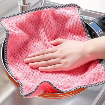 5 БР. Кухненска кърпа за ежедневна употреба, кърпа за съдове, кухненски парцал, незалепващо масло, удебелена кърпа за почистване на маса, абсорбираща подложка за почистване
