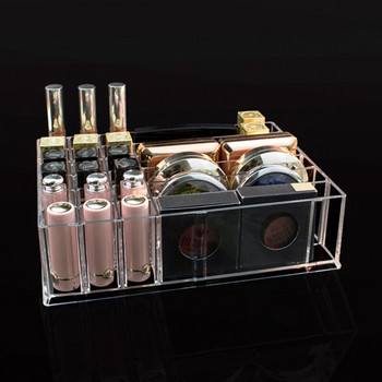 Прозрачен акрилен органайзер за грим Кутия за съхранение на козметика Кутия за пудра за грим Настолен дамски държач за червило Organizador Maquillaje Малък