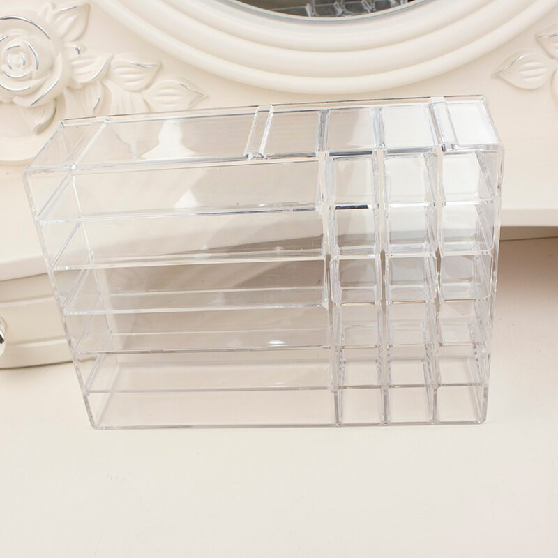 Clear Acrylic Makeup Organizer Cosmetic Storage Box Makeup Powder Box Γυναικεία βάση κραγιόν Organizador Maquillaje Small