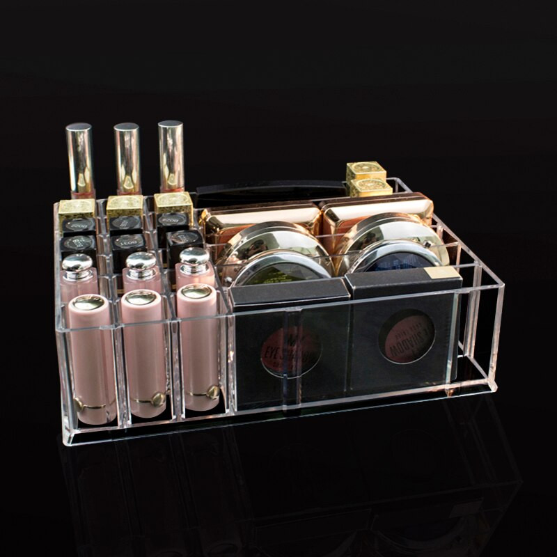 Clear Acrylic Makeup Organizer Cosmetic Storage Box Makeup Powder Box Γυναικεία βάση κραγιόν Organizador Maquillaje Small