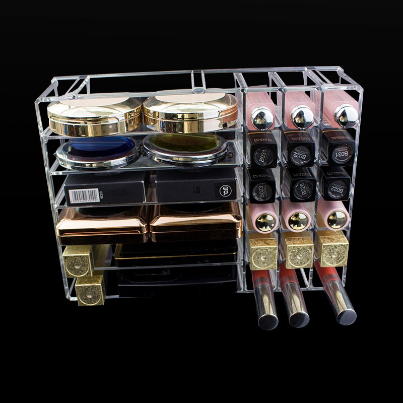Clear Acrylic Makeup Organizer Cosmetic Storage Box Makeup Powder Box Γυναικεία βάση κραγιόν Organizador Maquillaje Small