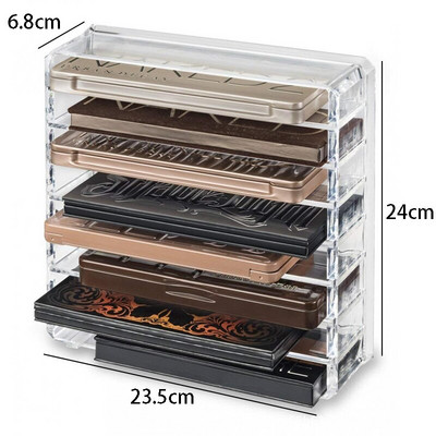 Akrilna stolna kutija za pohranjivanje pudera, prozirna s preklopnom kutijom za pohranjivanje sjenila, uklonjiva kutija za završnu obradu rumenila s 8 mreža