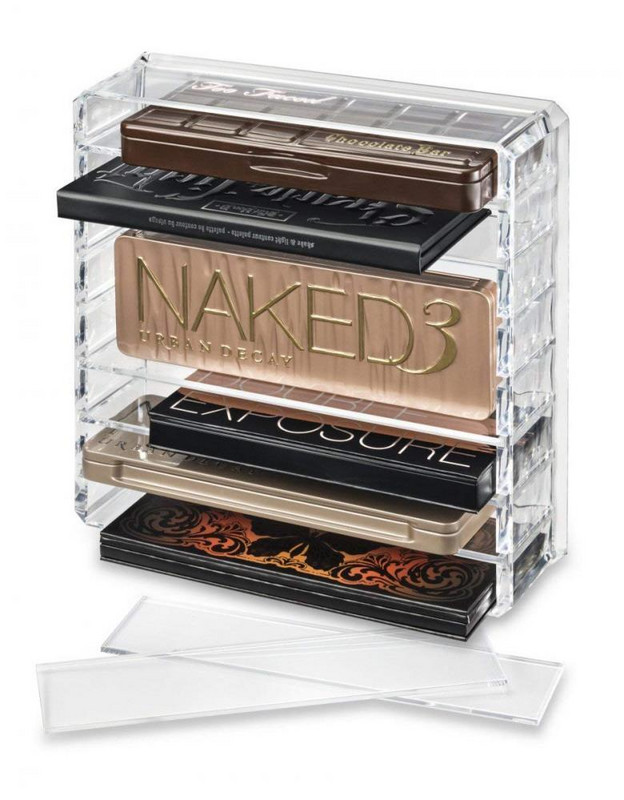 Akrilna stolna kutija za pohranjivanje pudera, prozirna s preklopnom kutijom za pohranjivanje sjenila, uklonjiva kutija za završnu obradu rumenila s 8 mreža