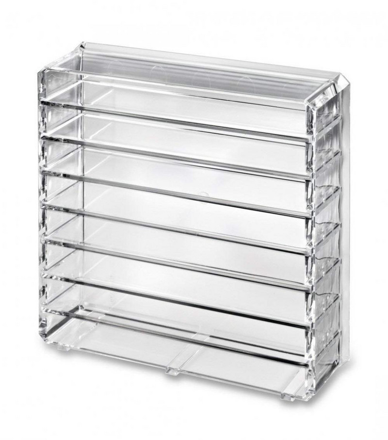 Akrilna stolna kutija za pohranjivanje pudera, prozirna s preklopnom kutijom za pohranjivanje sjenila, uklonjiva kutija za završnu obradu rumenila s 8 mreža