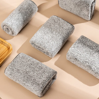 3бр. Здрава кърпа от бамбук с дървени въглища Кухненска кърпа от микрофибър Удебелени абсорбиращи незалепващи парцали с масло Кърпа за почистване на дома