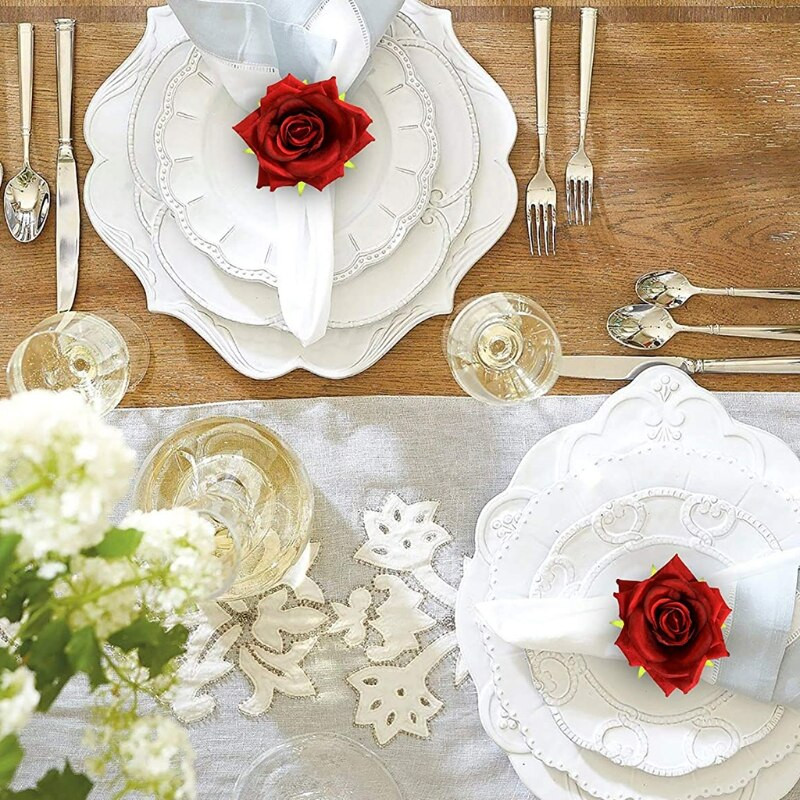 6 tk. Elegantne roosiõieline salvrätirõngas, pandlad, käsitsi valmistatud salvrätikuhoidja jõuludeks tänupüha pulmapeoks