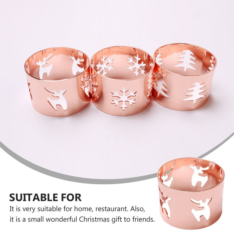 Servetėlių žiedų laikikliai Stalo kalėdinė sagtis, lino lydinio reikmenys vakarietiško restorano Vestuvių šventės deimantų senovinis ratas 