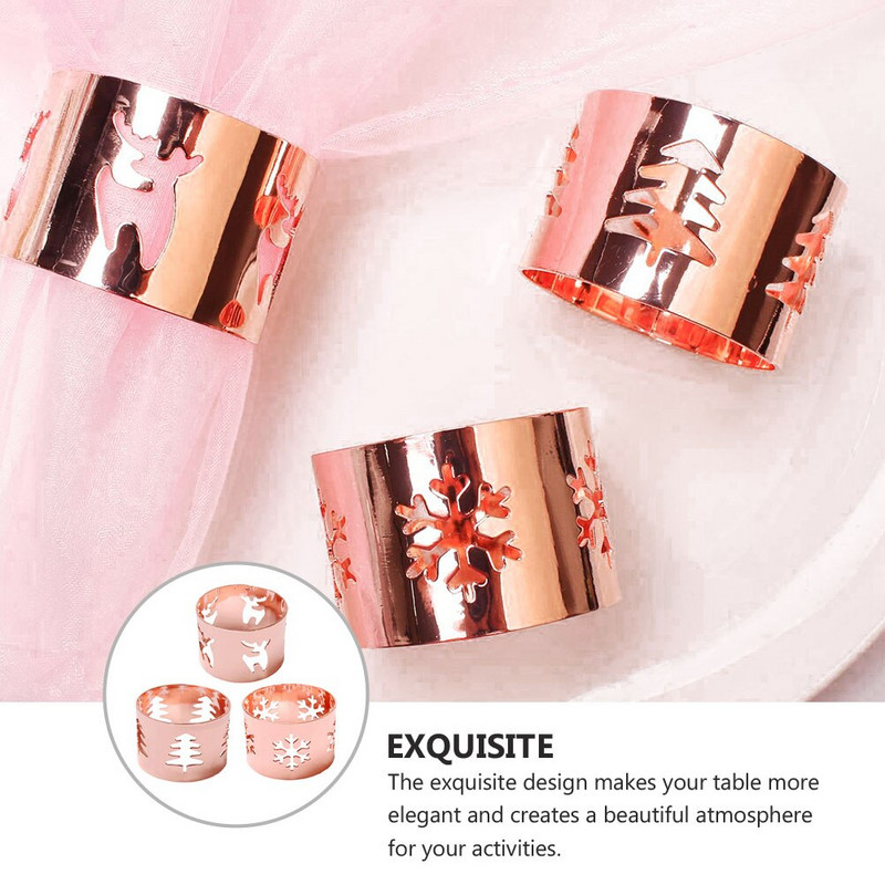 Servetėlių žiedų laikikliai Stalo kalėdinė sagtis, lino lydinio reikmenys vakarietiško restorano Vestuvių šventės deimantų senovinis ratas 