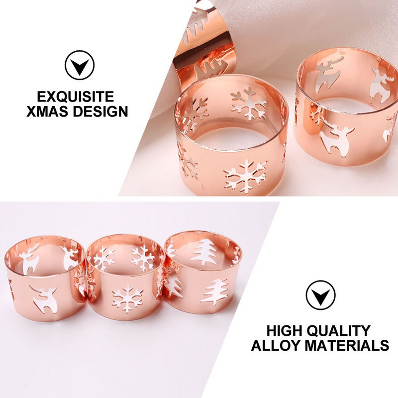 Servetėlių žiedų laikikliai Stalo kalėdinė sagtis, lino lydinio reikmenys vakarietiško restorano Vestuvių šventės deimantų senovinis ratas 